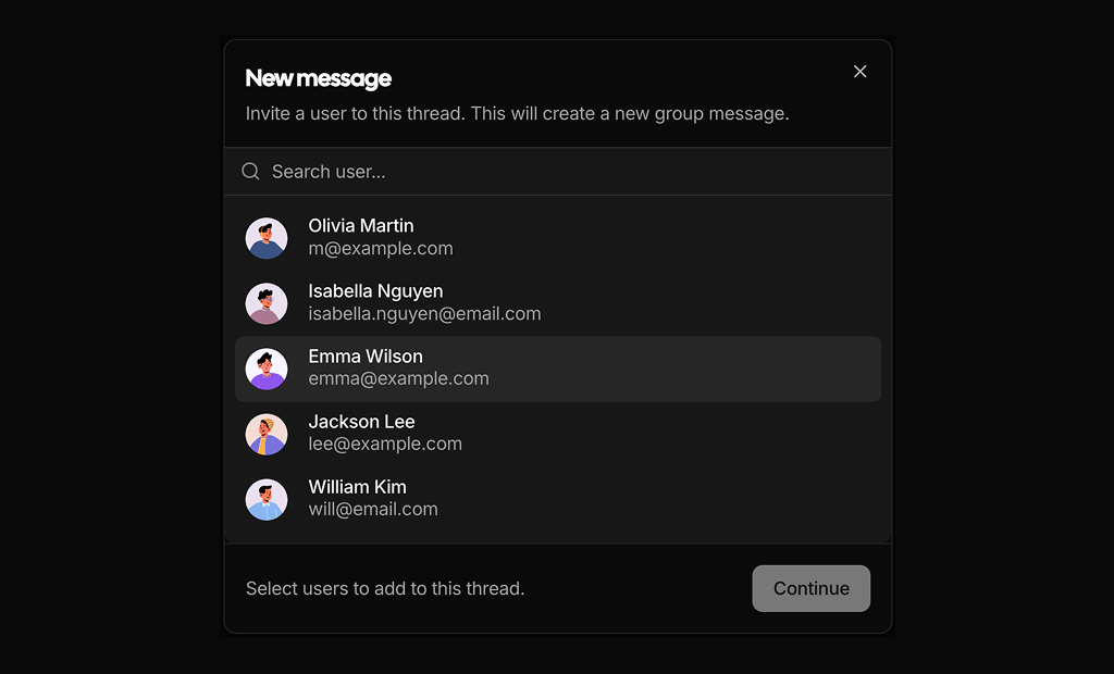shadcn modal dialogs blocks dark